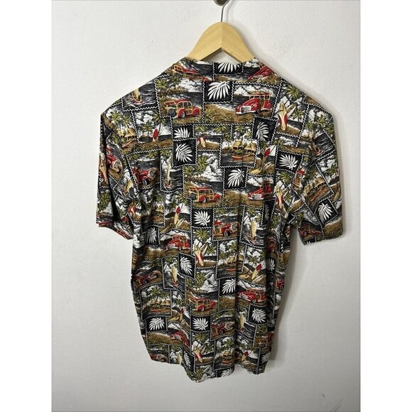 Favant Men's Hawaiian Shirt Large Front Pocket Palm Trees Birding Cars Retro - Picture 5 of 5